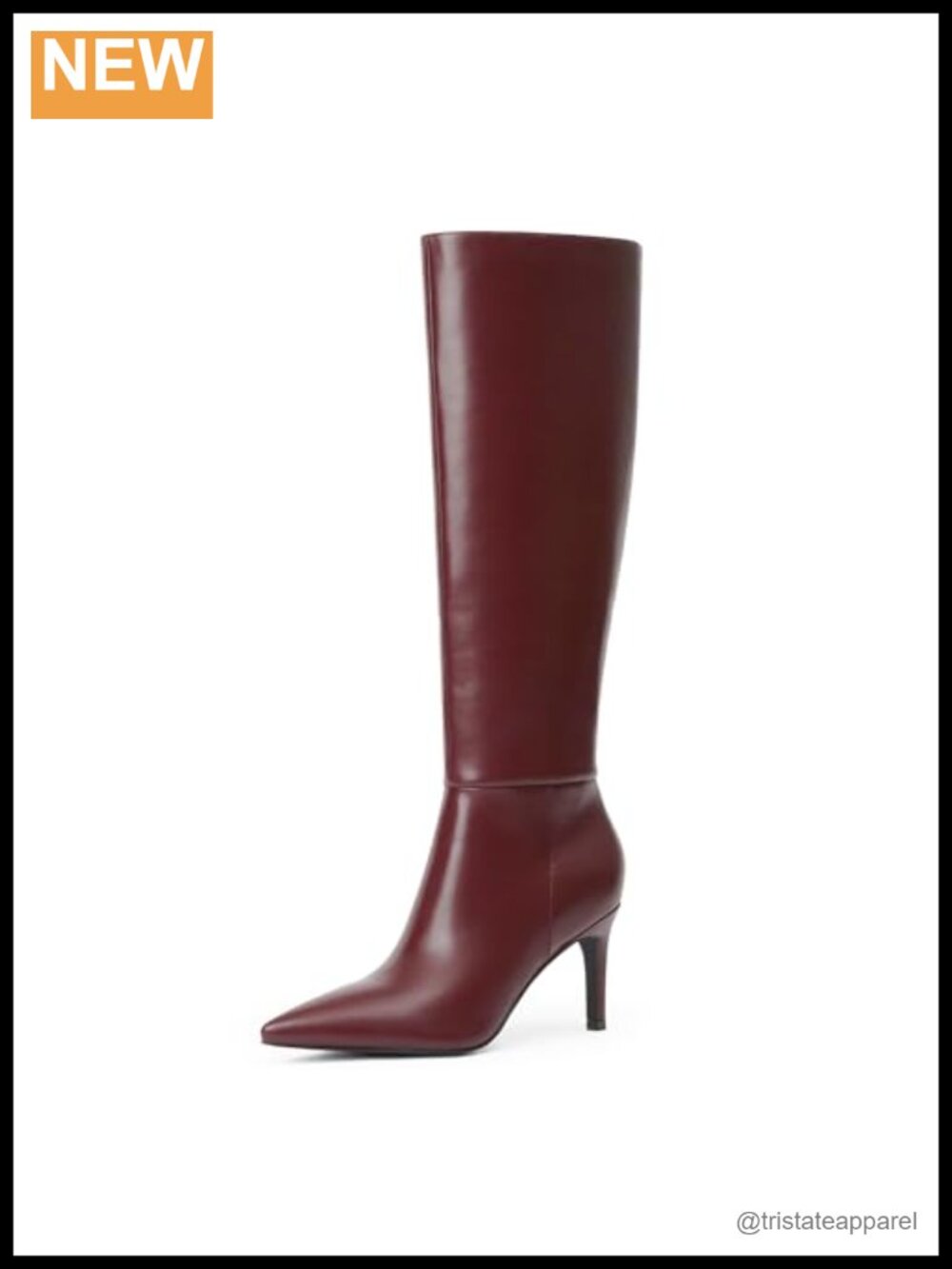 Women's Knee High Boots Pointed Toe Stiletto Heel Faux Leather Zip